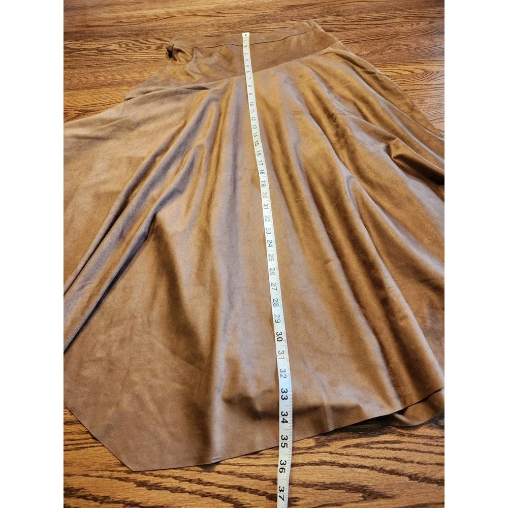 Soft Surroundings Inverness Faux Suede Midi‎ Skirt Saddle Brown Womens Small